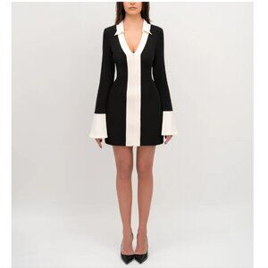 Fenity Elegant Black Dress with V neck and bell sleeves